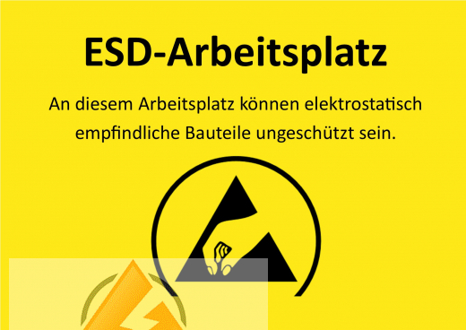 Warnschild ESD-Arbeitsplatz in A4